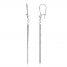 14k White Gold Long Bar Diamond Cut Drop Earrings White Gold