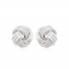 14k White Gold Love Knot with Ridge Texture Earrings D31839557