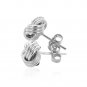 14k White Gold Love Knot with Ridge Texture Earrings D31839557