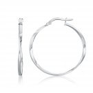 14k White Gold Mobius Twisted Hoop Earrings D127660