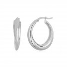 14k White Gold Oval Hoop Earrings White Gold