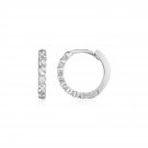 14k White Gold Petite Textured Round Hoop Earrings White Gold