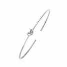 14k White Gold Polished Cuff Bangle with Knot White Gold