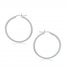 14k White Gold Polished Hoop Earrings (30 mm) White Gold