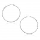 14k White Gold Polished Hoop Earrings (30mm) D169131