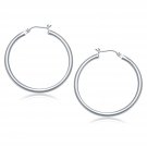 14k White Gold Polished Hoop Earrings (40 mm) D149464