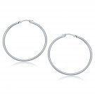 14k White Gold Polished Hoop Earrings (40 mm) D158843