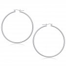 14k White Gold Polished Hoop Earrings (60 mm) D122739