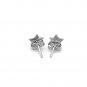 14k White Gold Post Earrings with Stars White Gold