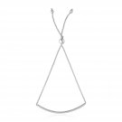 14k White Gold Smooth Curved Bar Lariat Design Bracelet
