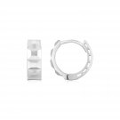 14K White Gold Square Motif Faceted Huggie Earrings White Gold