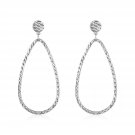14k White Gold Textured Teardrop Motif Post Earrings White Gold