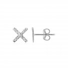 14k White Gold Textured X Post Earrings White Gold