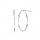 14k White Gold Twist Motif Oval Hoop Earrings D12653063
