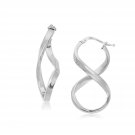 14k White Gold Twist Motif Polished Hoop Earrings D6054462