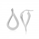 14k White Gold Twisted Freeform Hoop Earrings D39987067