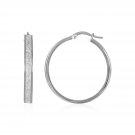 14k White Tone Gold Hoop Style Earrings with Center Glitter Look Design D92566688