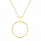 14k Yellow Gold 17 inch Necklace with Polished Ring Pendant