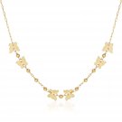 14k Yellow Gold 18 inch Necklace with Polished Butterflies and Beads