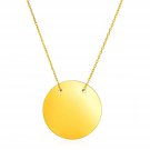 14k Yellow Gold 18 inch Necklace with Polished Circle
