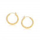 14k Yellow Gold 25mm Diameter Hoop Earring with Diamond-Cut Finish D156670