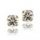 14K Yellow Gold 3-5ct White Topaz Stud Earrings, 4mm ESG12498WT