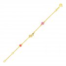 14k Yellow Gold 5 1-2 inch Childrens Bracelet with Enameled Heart Unicorn and Circle