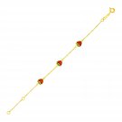14k Yellow Gold 5 1-2 inch Childrens Bracelet with Enameled Strawberries