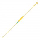 14k Yellow Gold 5 1-2 inch Childrens ID Bracelet with Enameled Eye
