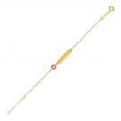 14k Yellow Gold 5 1-2 inch Childrens ID Bracelet with Enameled Heart