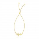 14k Yellow Gold Anchor Design Adjustable Lariat Bracelet