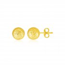 14k Yellow Gold Ball Earrings with Crystal Cut Texture Yellow Gold