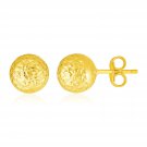14k Yellow Gold Ball Earrings with Crystal Cut Texture Yellow Gold