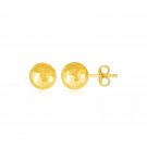14k Yellow Gold Ball Earrings with Faceted Texture Yellow Gold