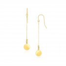 14k Yellow Gold Bead and Shiny Disc Drop Earrings D33687224