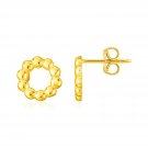 14K Yellow Gold Beaded Circle Earrings Yellow Gold