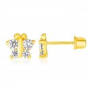 14k Yellow Gold Butterfly Childrens Earrings Yellow Gold