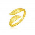 14k Yellow Gold Bypass Style Toe Ring with Leaves Yellow Gold