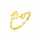 14k Yellow Gold Bypass Style Toe Ring with Polished Hearts Yellow Gold