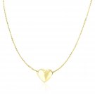 14k Yellow Gold Chain Necklace with Sliding Puffed Heart Charm