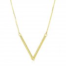 14k Yellow Gold Chain Necklace with Two Connected Thin Bar Pendant