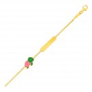 14k Yellow Gold Childrens Bracelet with Bar and Enameled Turtle