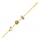14k Yellow Gold Childrens Bracelet with Enameled Farm Figures