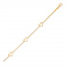 14k Yellow Gold Childrens Bracelet with Hearts