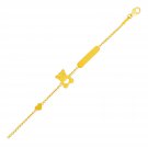 14k Yellow Gold Childrens Bracelet with Teddy Bear Heart and Bar