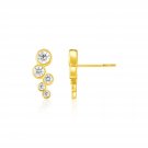 14k Yellow Gold Climber Post Earrings with Circles and Cubic Zirconias Yellow Gold