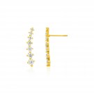 14k Yellow Gold Climber Post Earrings with Cubic Zirconias Yellow Gold