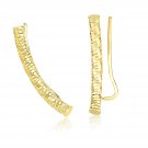 14k Yellow Gold Curved Tube Earrings with Diamond Cuts D15344256