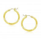 14k Yellow Gold Diamond Cut Hoop Earrings (20mm) D168101