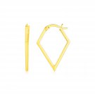 14K Yellow Gold Diamond Motif Hoop Earrings Yellow Gold